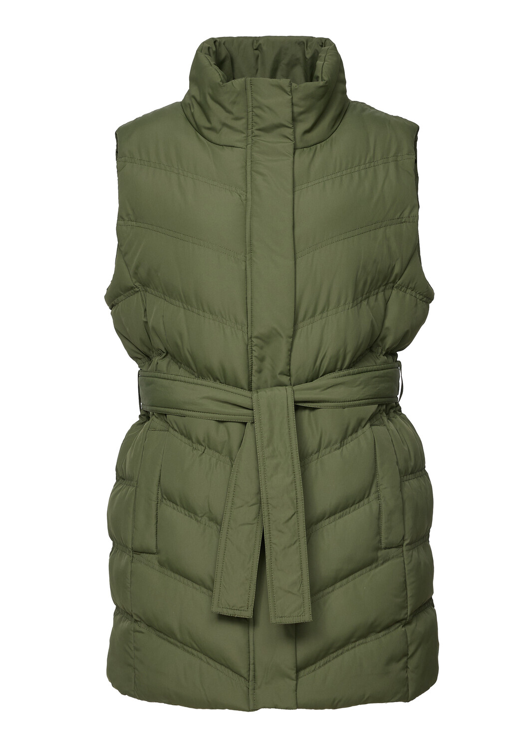 утепленный жилет threadbare long thb maggie diamond quilted gilet черный Утепленный жилет Threadbare THB Cruz Quilted Funnel Neck Gillet, хаки