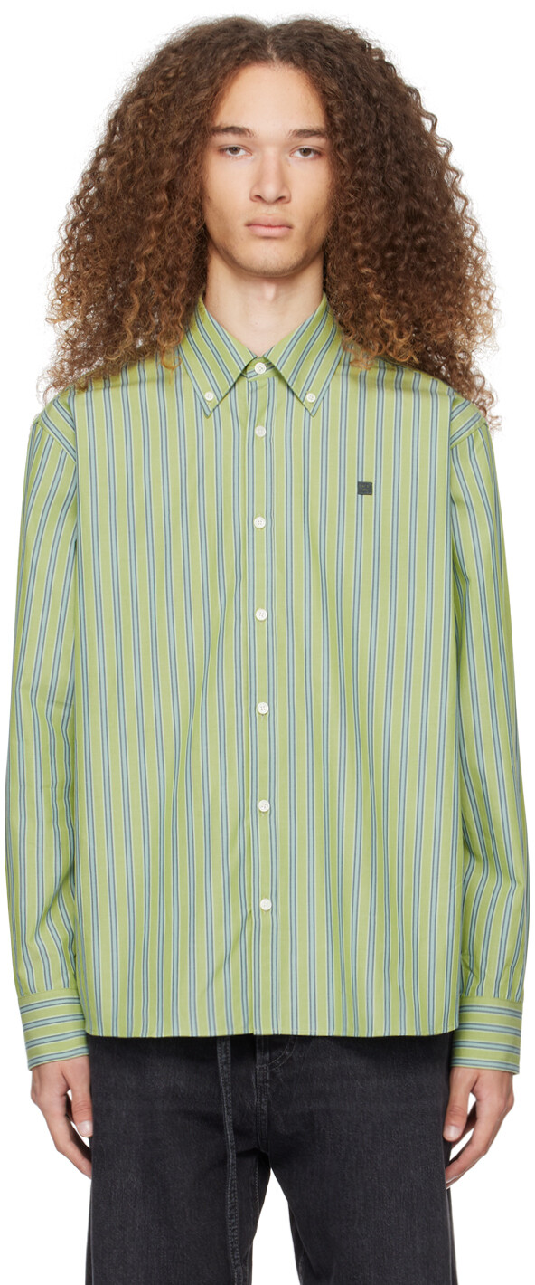 

Зеленая рубашка на пуговицах Acne Studios, цвет Green/Dark green
