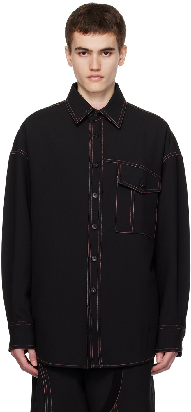цена Черная рубашка с контрастной строчкой Feng Chen Wang