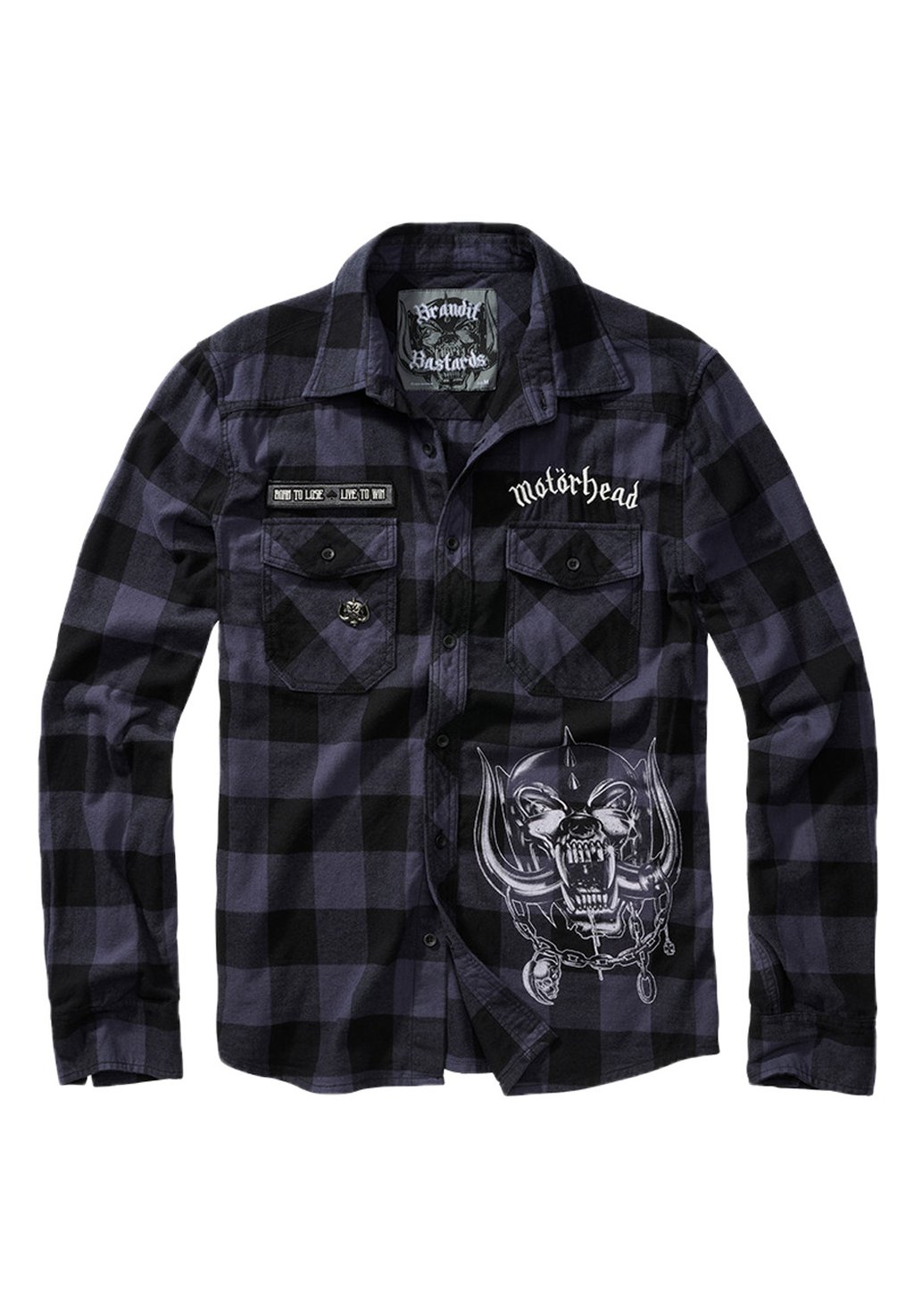 Рубашка Motörhead Checkshirt Brandit, цвет black grey