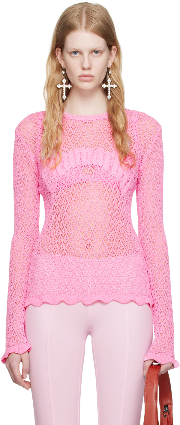 

Розовый свитер с фестонами Blumarine