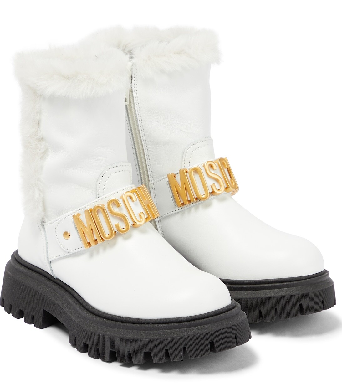 

Кожаные ботинки с логотипом Moschino, белый