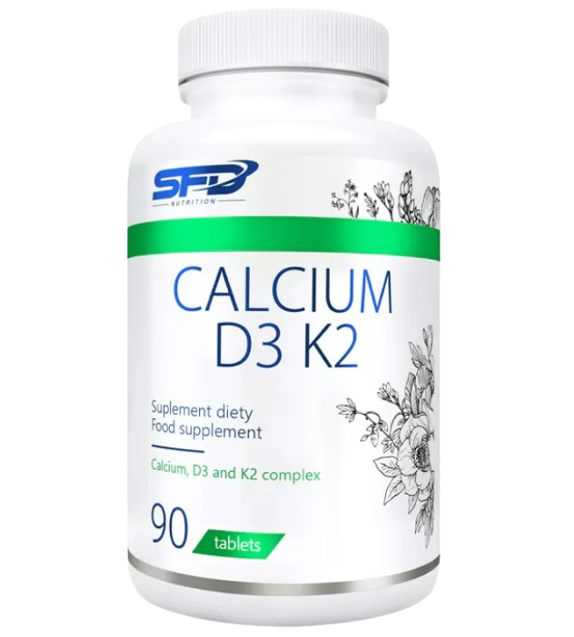 SFD Calcium D3 K2 препарат, поддерживающий нервную и костно-мышечную системы, 90 шт. витатека кальций d3 k2 табл 1800 мг 60 бад