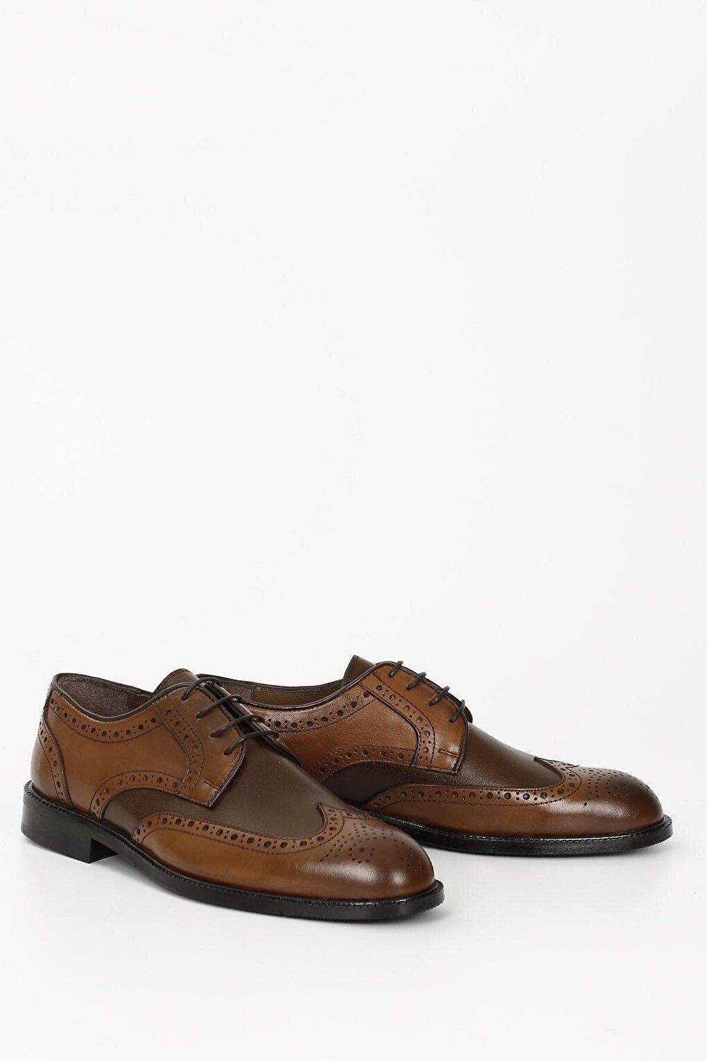 TABA-BROWN Платиновая повседневная мужская обувь из натуральной кожи на шнуровке 01939 GÖNDERİ(R)