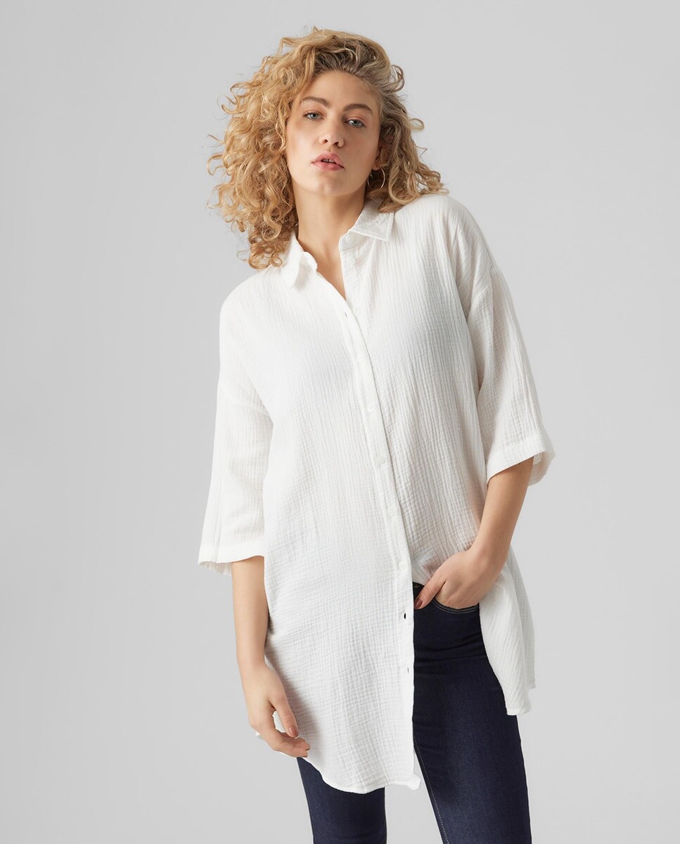 

Платье-рубашка с французским рукавом Vero Moda, белый