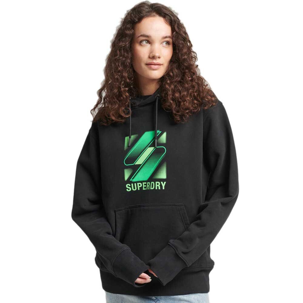 

Толстовка Superdry Code Halftone S Logo Oversized Full Zip, черный