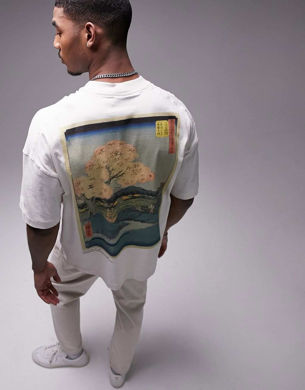 

Футболка оверсайз Topman экрю с принтом Van Gogh edo спереди и сзади
