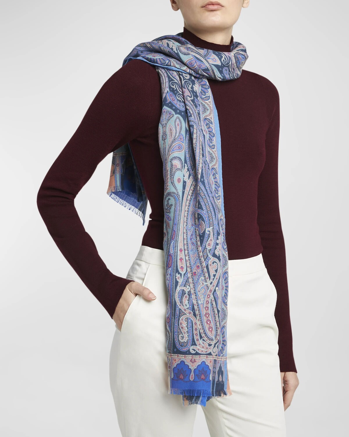 

Шарф из шелка и кашемира с принтом пейсли Etro, цвет S9000 Multicolor