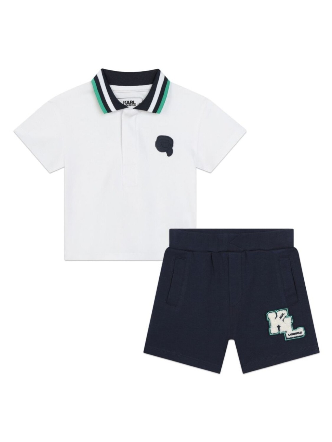 

Karl Lagerfeld Kids комплект из топа и шортов с принтом Ikonik Karl, синий