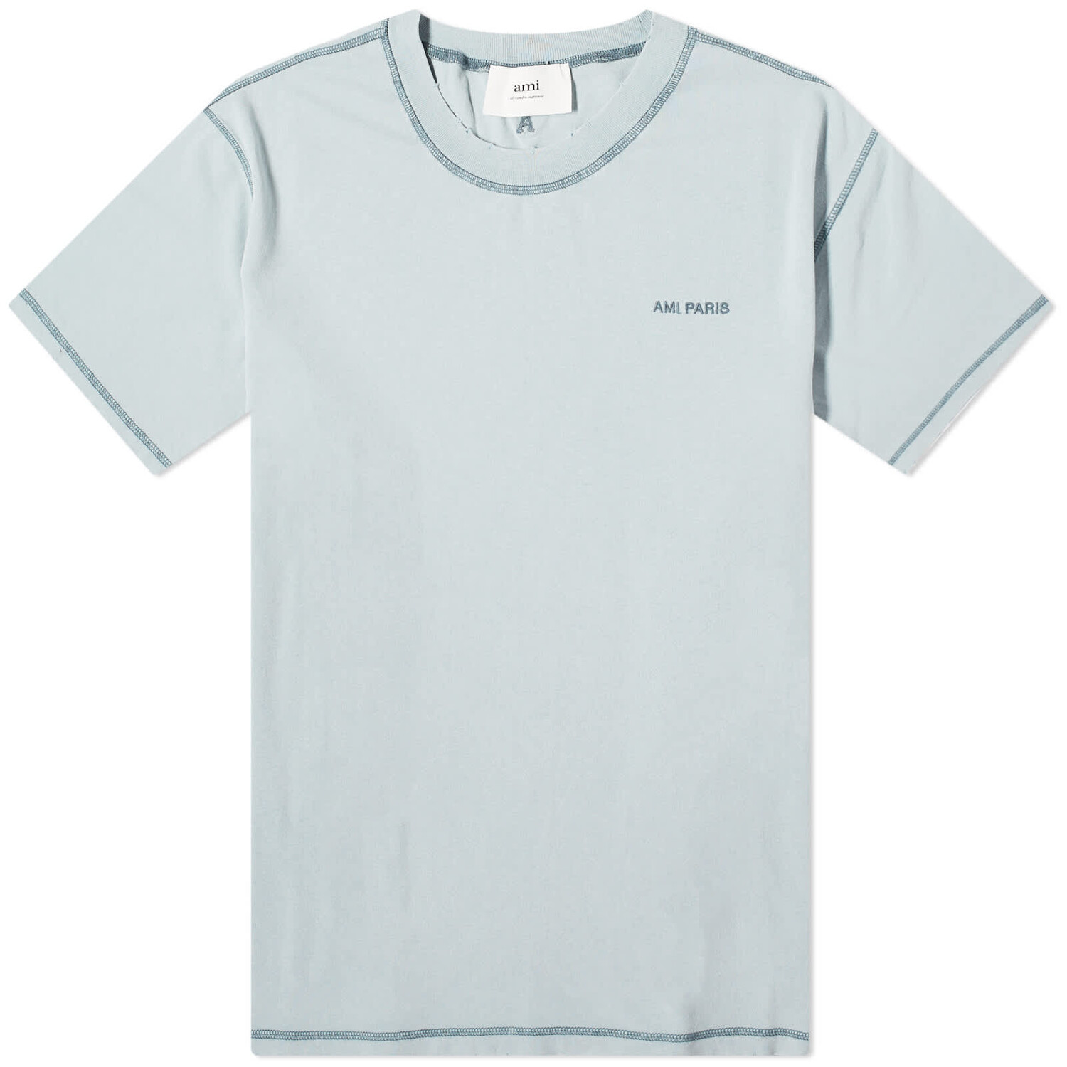 

Футболка Ami Paris Fade Out Tonal Heart Logo Oversized, цвет Aquamarine