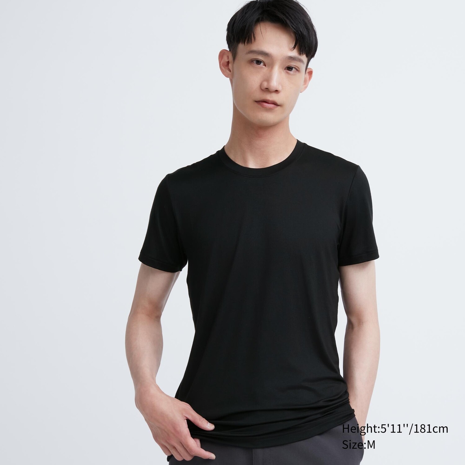 

Тепловая футболка HEATTECH с круглым вырезом и короткими рукавами Uniqlo, черный