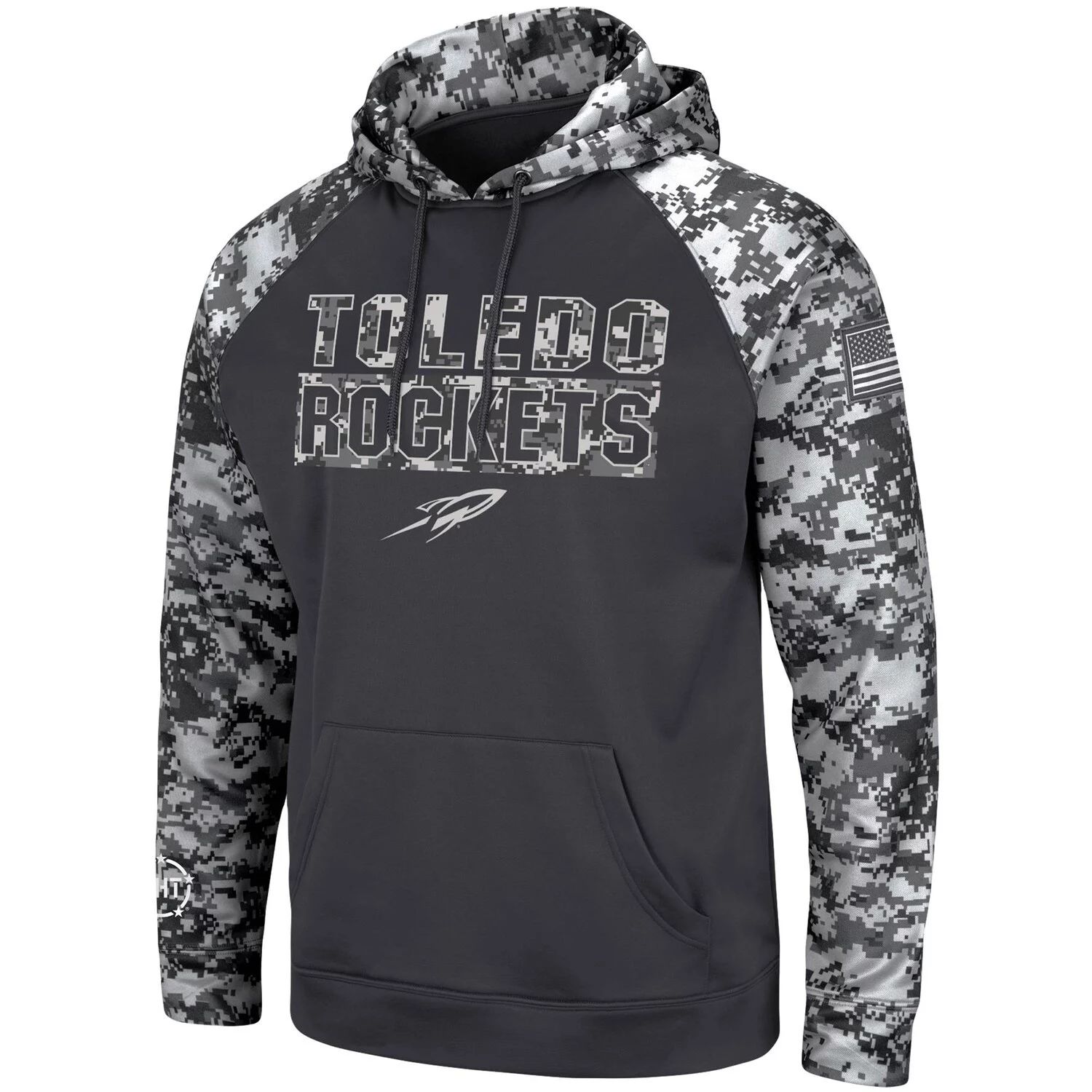 цена Мужской темно-серый пуловер с капюшоном Toledo Rockets OHT Military Appreciation с цифровым камуфляжем Colosseum