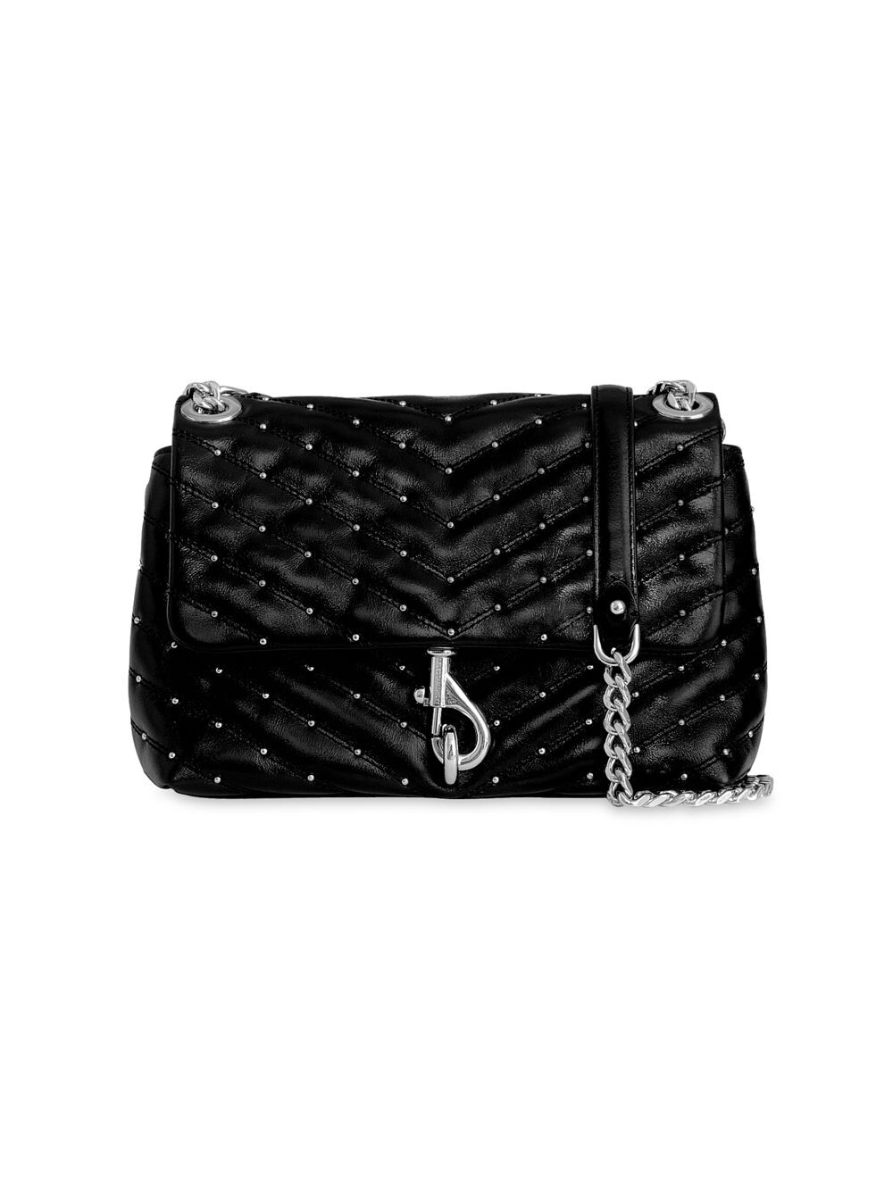 

Кожаная сумка через плечо Edie с заклепками Rebecca Minkoff, черный
