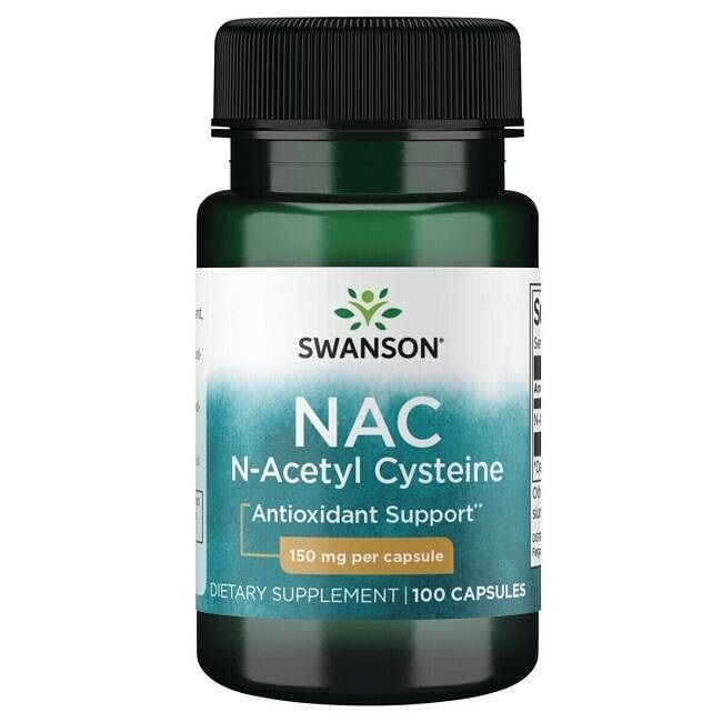 Антиоксидант в капсулах Swanson NAC (N-acetylocysteina), 100 шт swanson nac n ацетил l цистеин 600 мг 60 растительных капсул