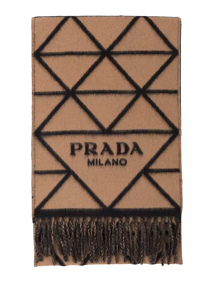 

Двойной кашемировый шарф Prada, коричневый