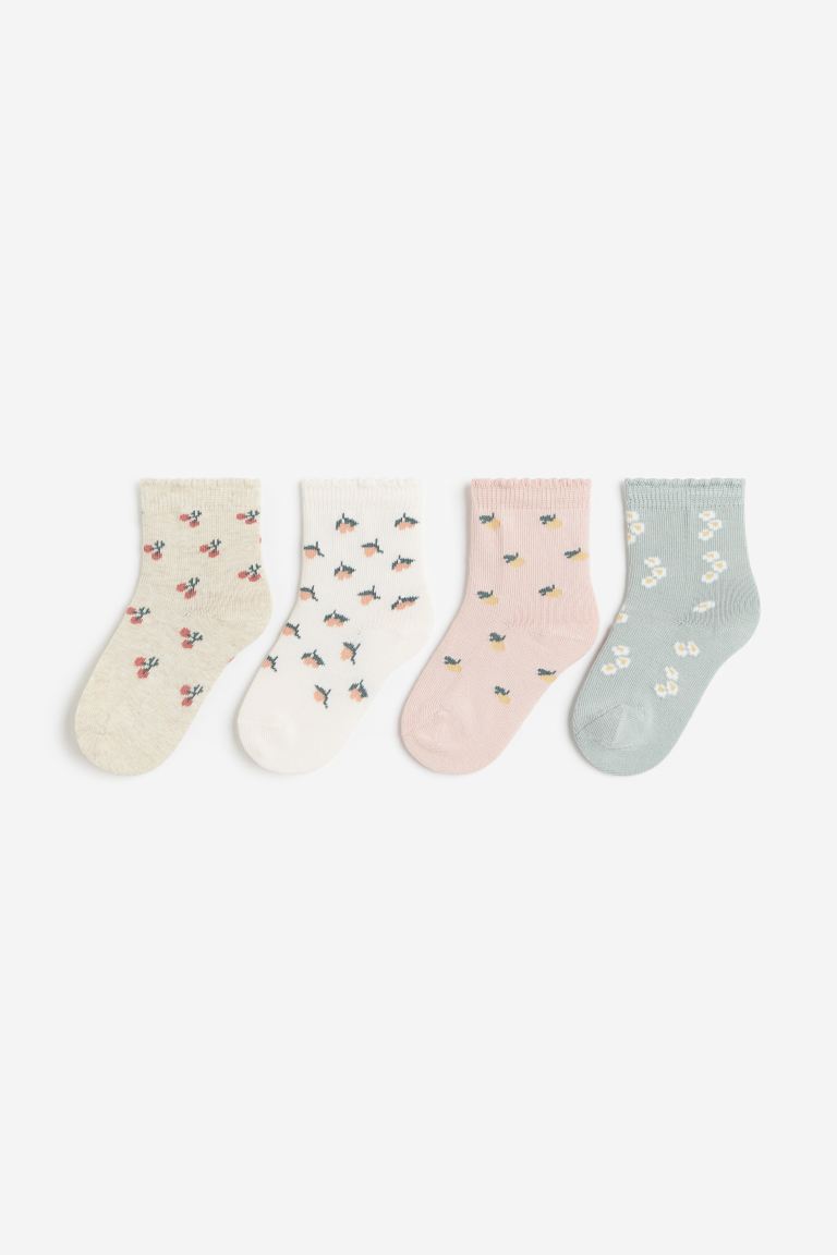 детские носки для девочки 31 33рр комплект из 4 пар светло зеленый зеленый оранжевый розовый неон 4 упаковки носков H&M, зеленый
