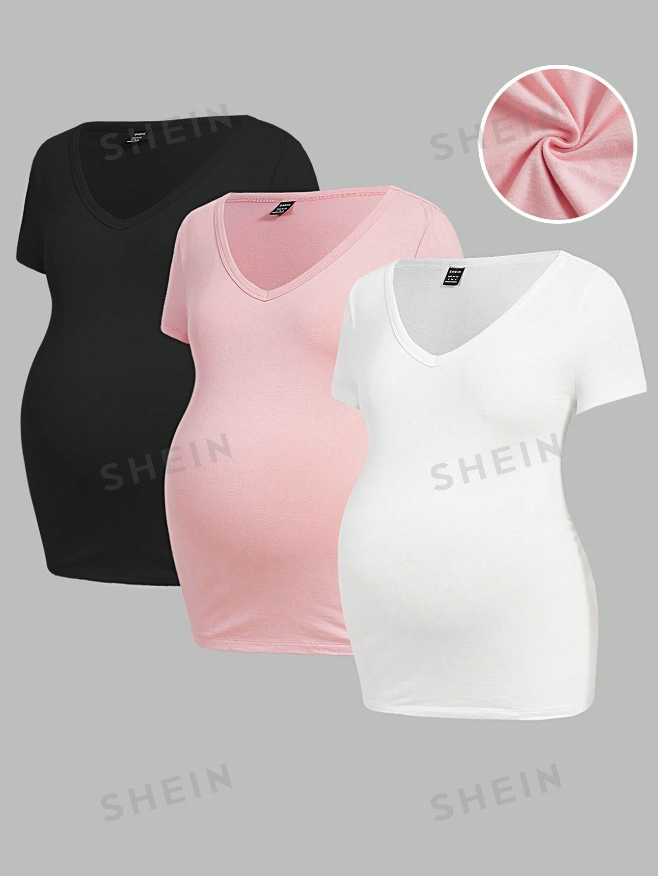 SHEIN Однотонная футболка для беременных с v-образным вырезом, многоцветный