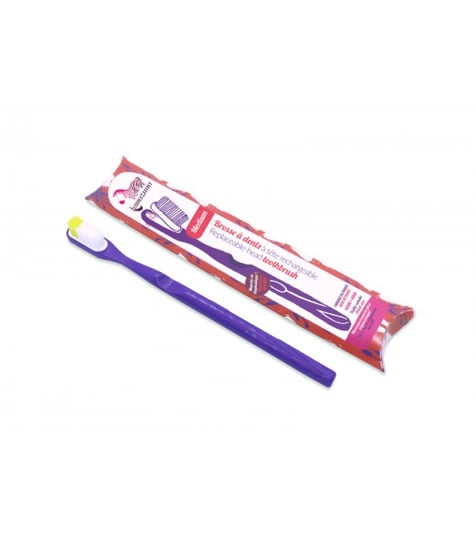 цена Зубная щетка из биопластика, фиолетовая, средняя щетина, Lamazuna