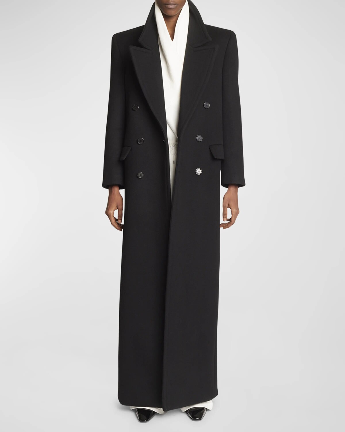 

Мужское двубортное длинное пальто Saint Laurent, цвет Nat-Multi