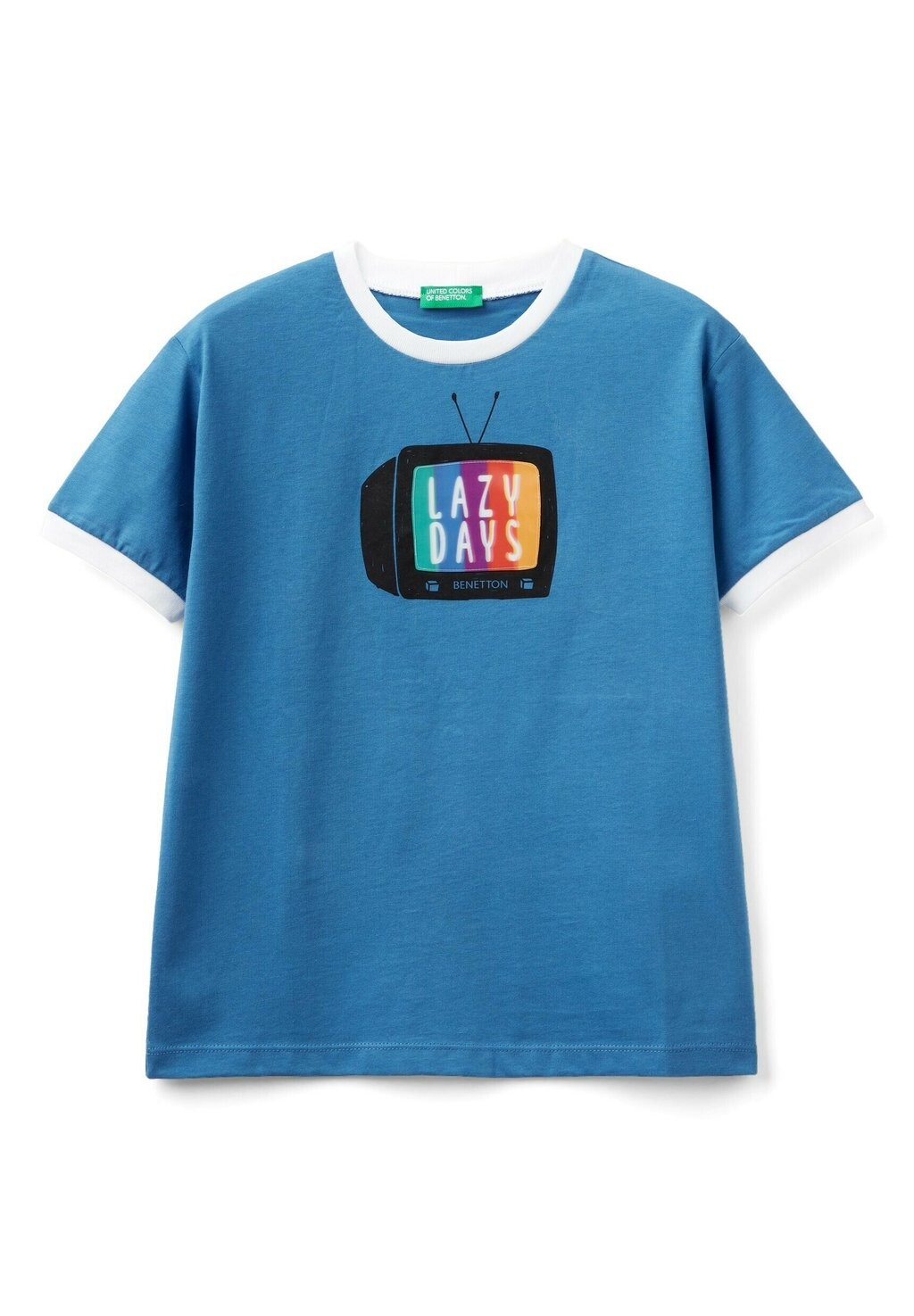 

Футболка с принтом WITH TELEVISION United Colors of Benetton, синий