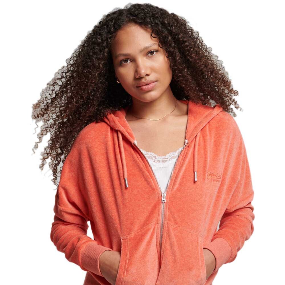 

Толстовка Superdry Vintage Logo Embroidered Velour Full Zip, оранжевый