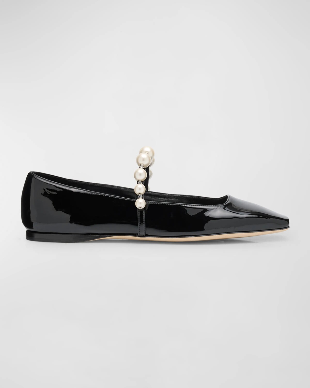 

Лакированные балетки Goodbye с жемчужными ремешками Jimmy Choo, черный