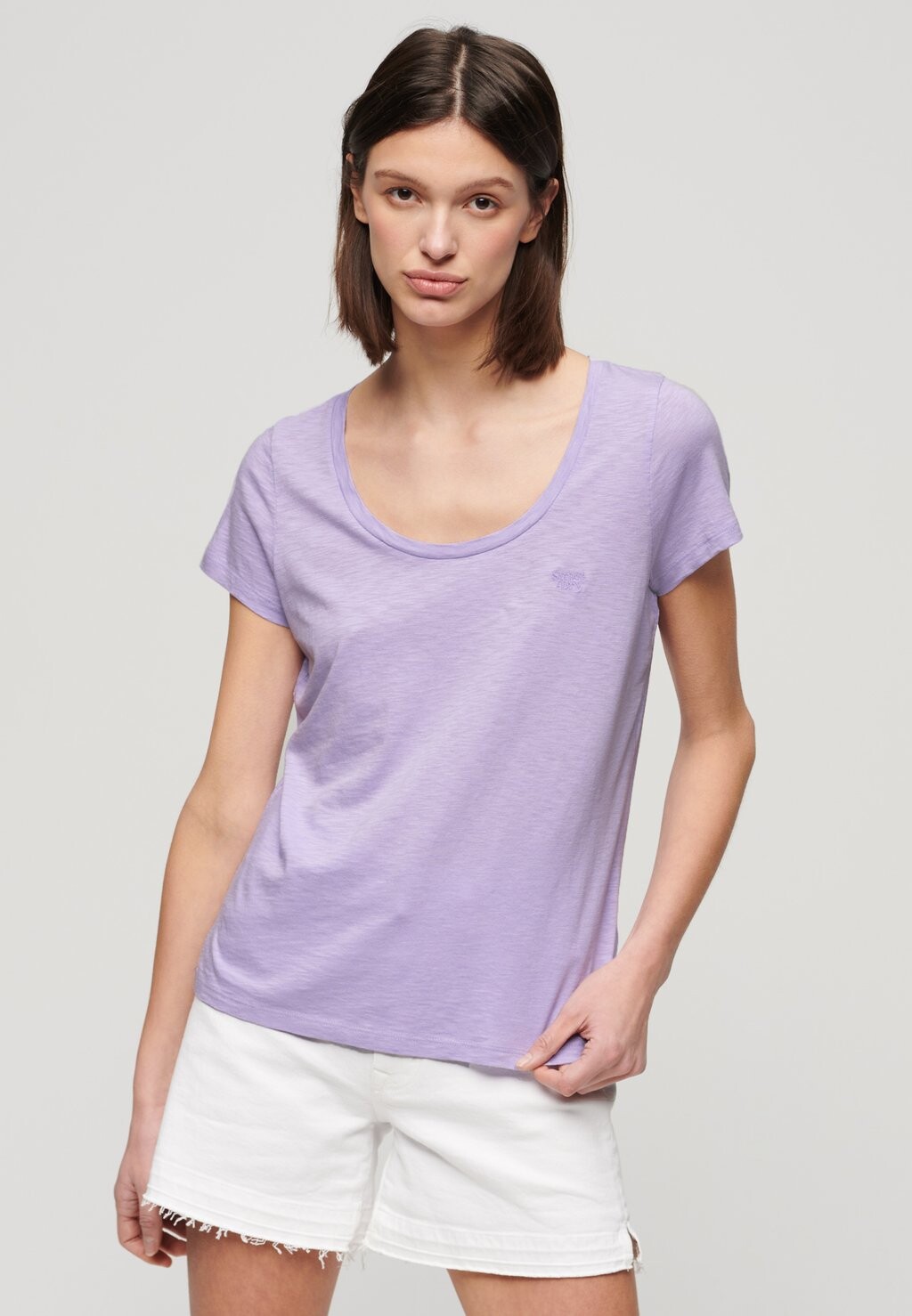 

Футболка базовая SCOOP NECK Superdry, цвет light lavender purple