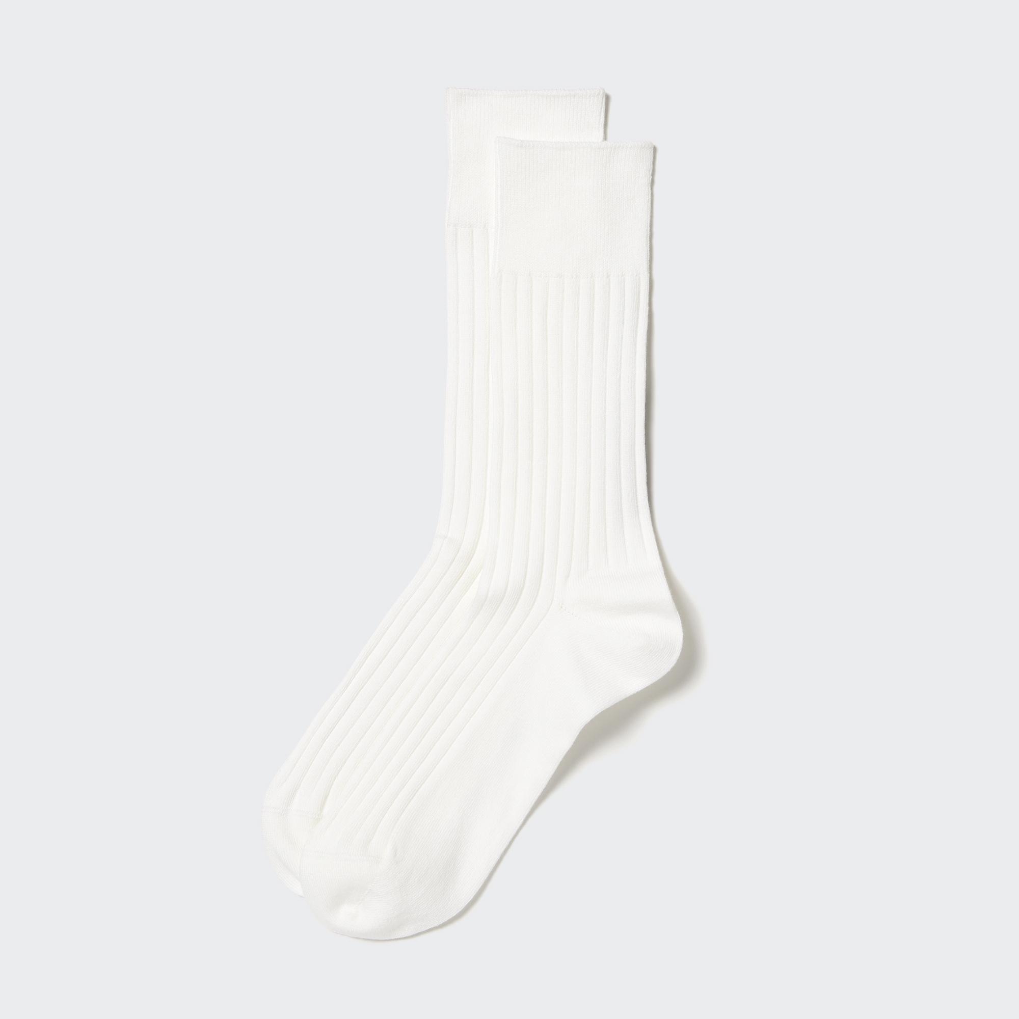 Хлопковые носки supima в ребрику UNIQLO, белый хлопковые носки supima в ребрику uniqlo черный