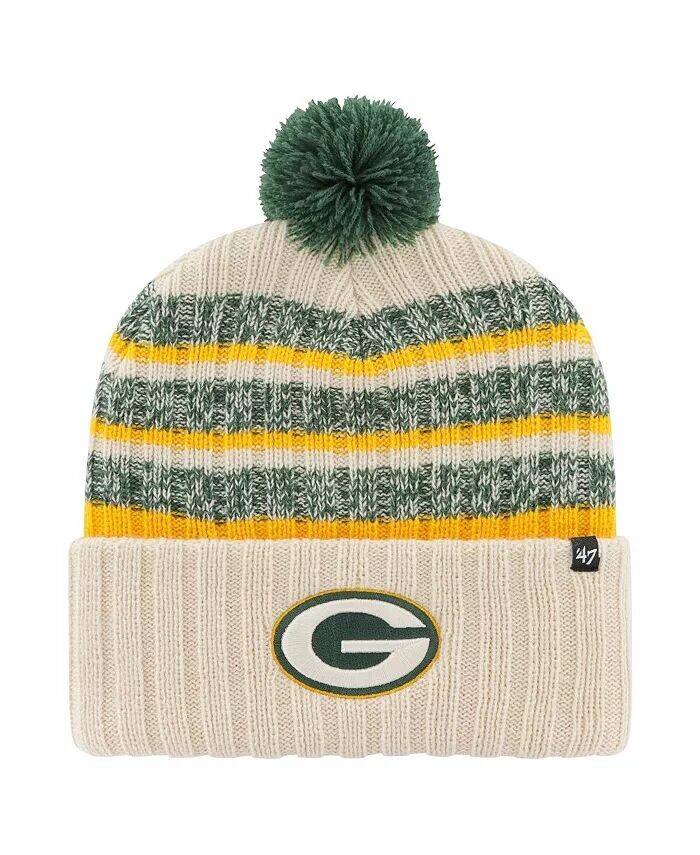 

Мужская кремовая вязаная шапка Green Bay Packers Tavern с манжетами и помпоном '47 Brand, слоновая кость/кремовый