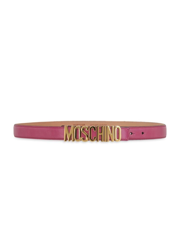 

Кожаный ремень с логотипом Moschino, фуксия