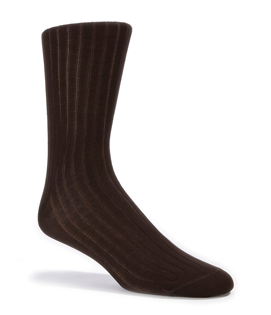 Хлопковые классические носки Cremieux в рубчик, коричневый