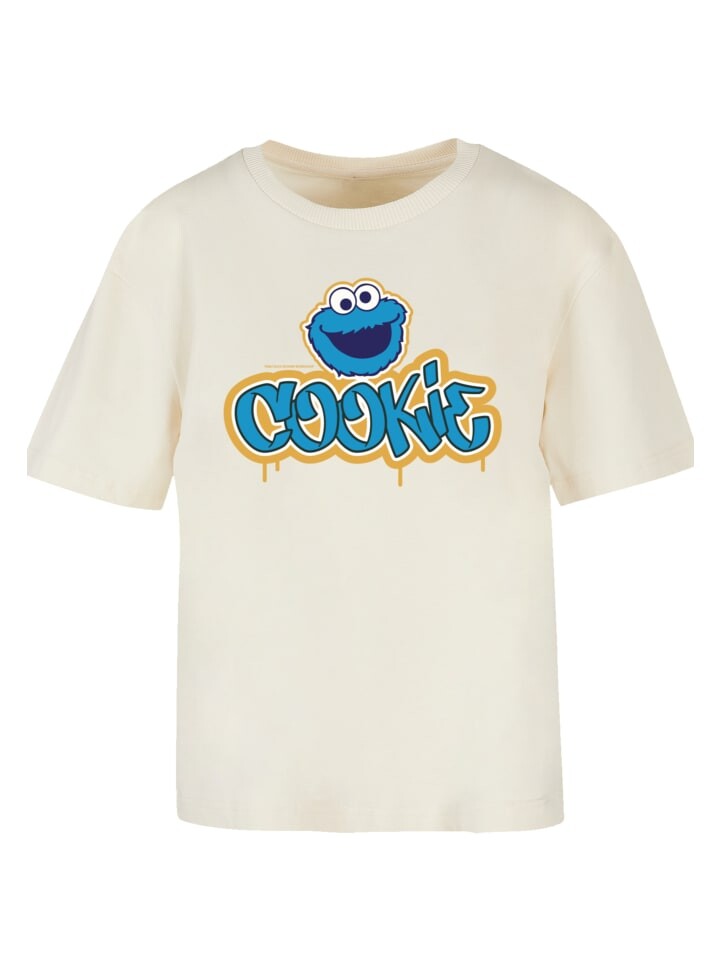 

Футболка F4NT4STIC Ladies Everyday Tee Sesamstraße Cookie Graffiti Logo, цвет whitesand