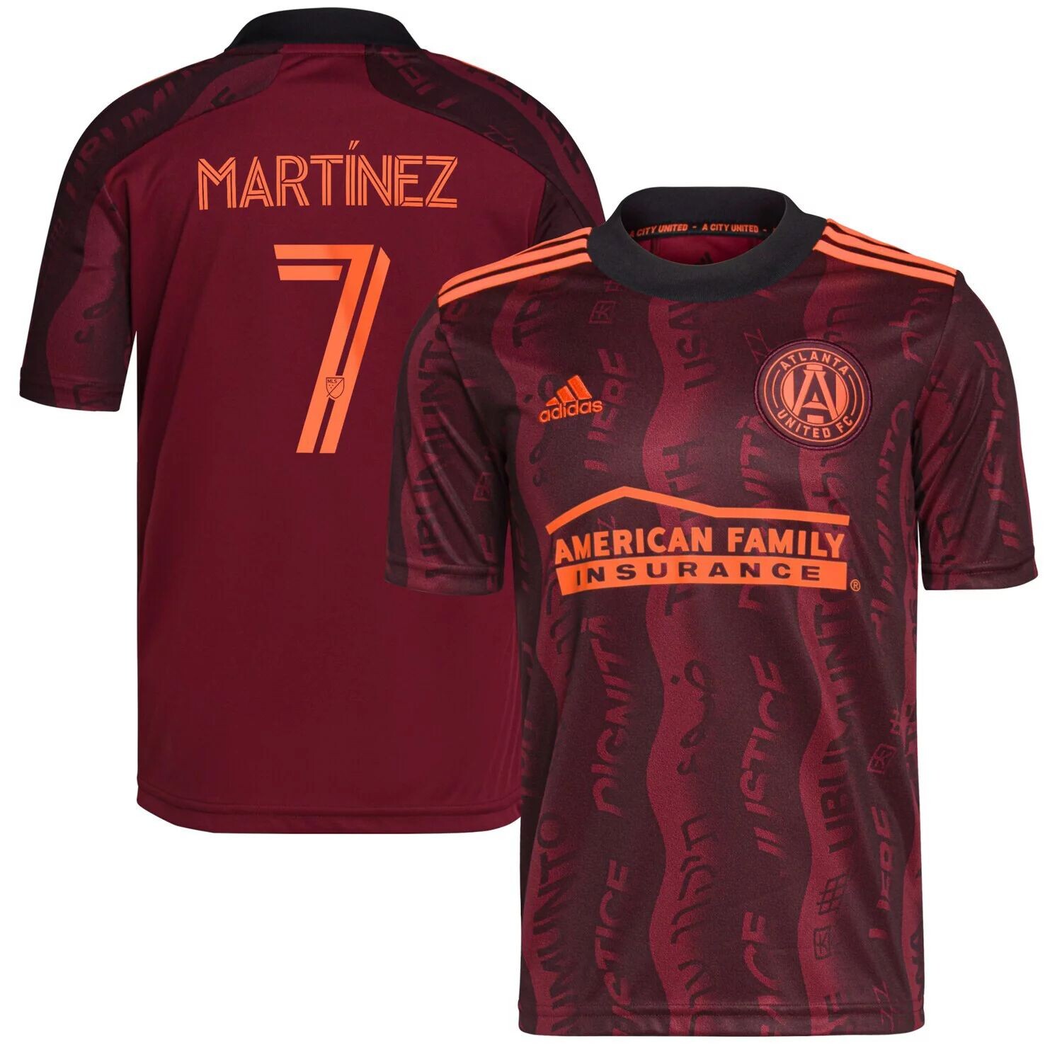 

Молодежная футболка Adidas Josef MartÃnez Maroon Atlanta United FC 2021 Unity Replica Player Jersey adidas