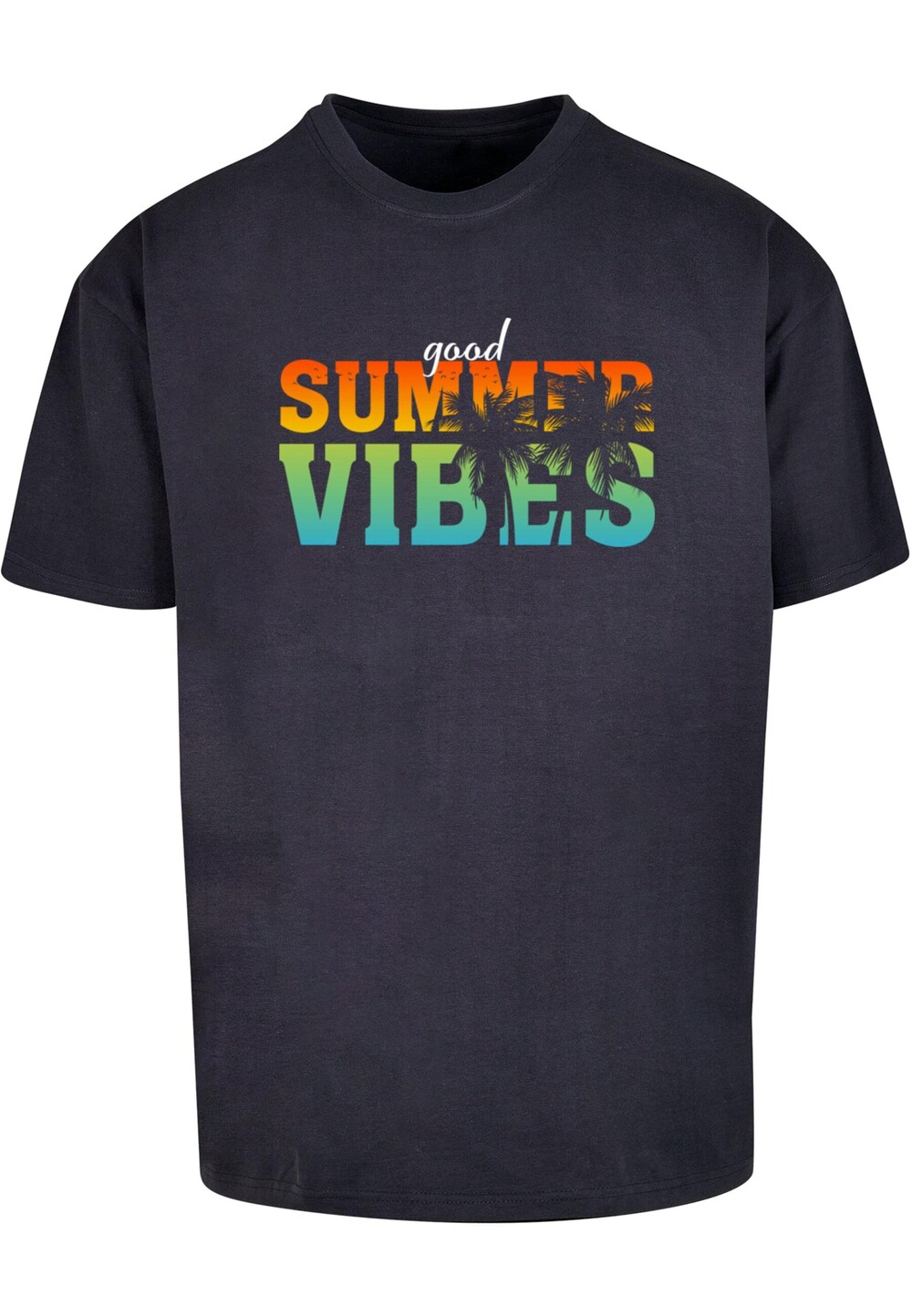 Футболка Merchcode Good Summer Vibes, темно-синий мужская футболка разноцветная надпись summer vibes лето l темно синий
