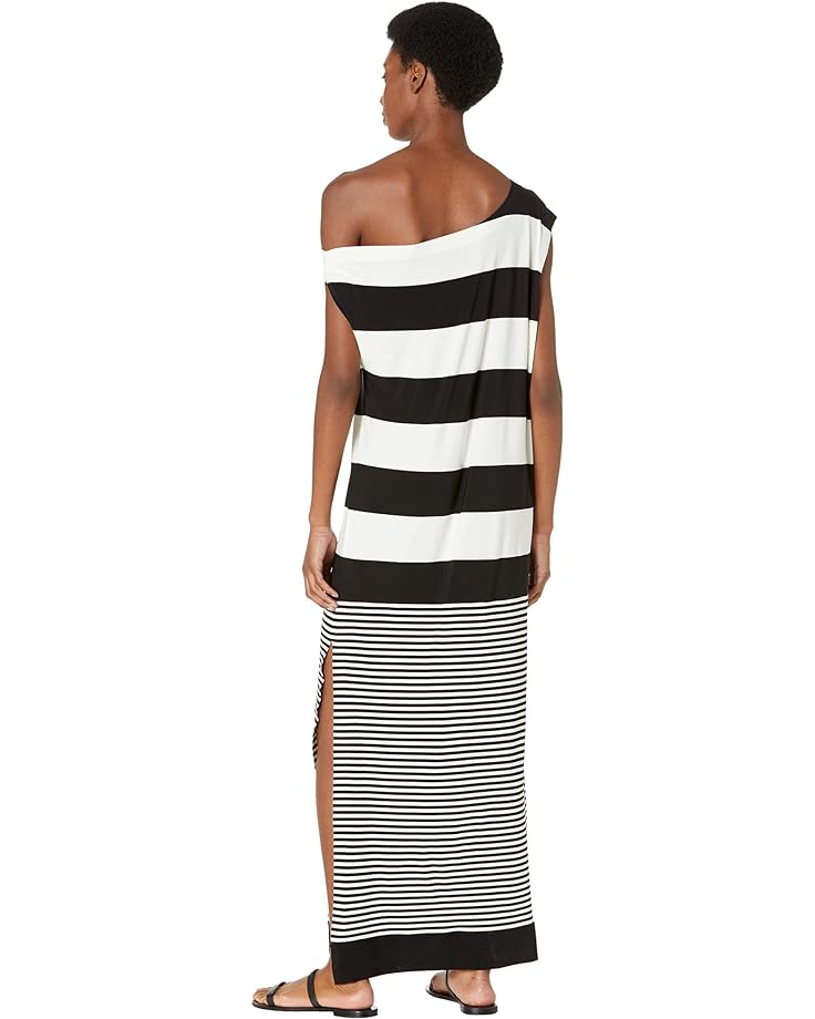 Платье Norma Kamali Spliced Drop Shoulder Midcalf Dress w/ Side Slit, цвет 3 Inch Stripe/1/4 Inch Stripe