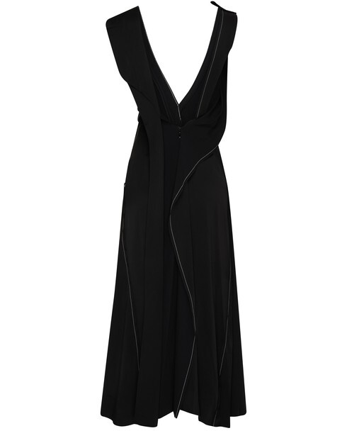 

Драпированное кружевное платье-миди Victoria Beckham, черный