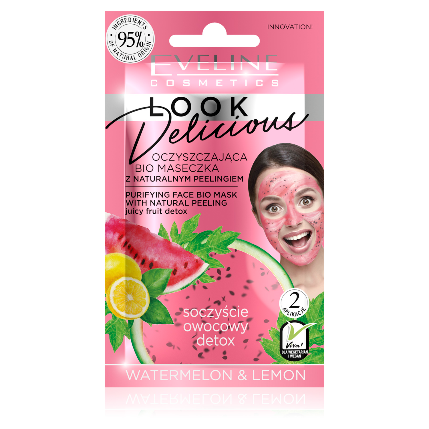 Eveline Cosmetics Look Delicious очищающая маска для лица, 10 мл маска для лица eveline look delicious с натуральным пилингом арбуз и лимон очищающая 10 мл