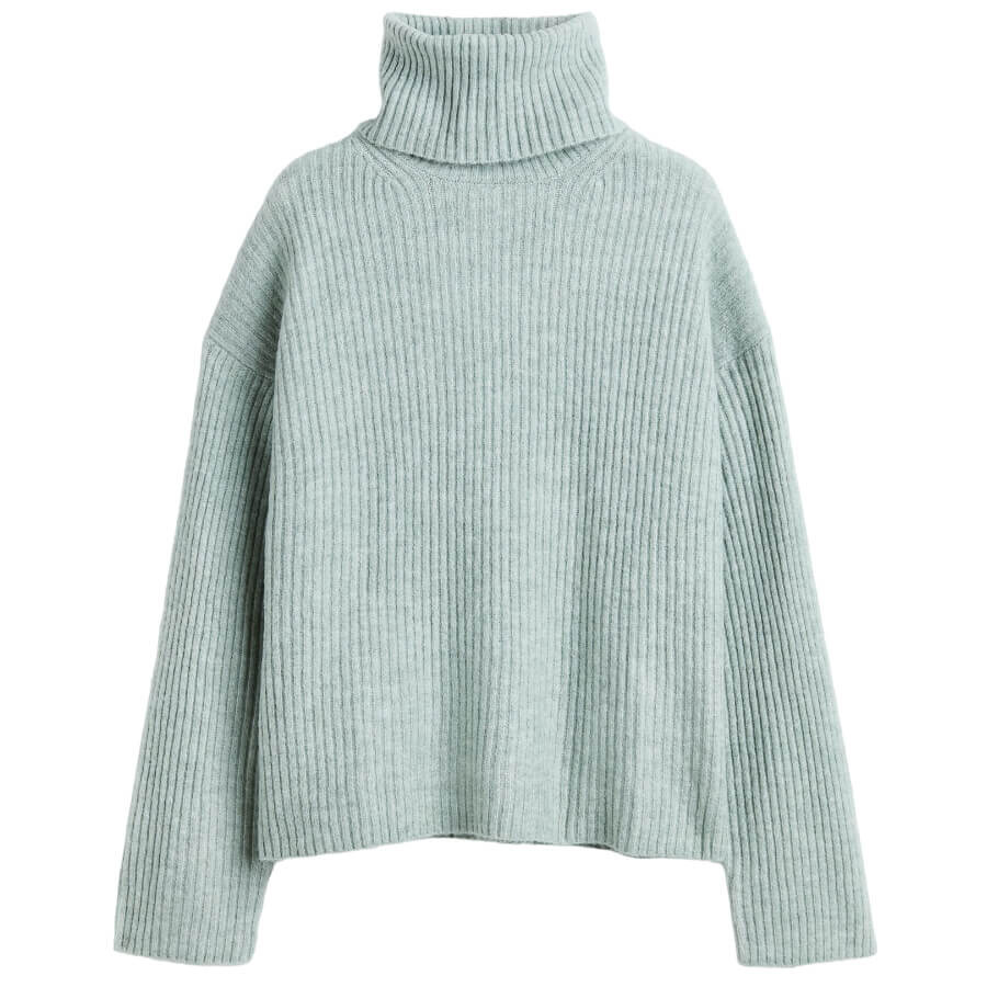 

Свитер H&M Everyday Fashion Oversized Turtleneck, светло-зеленый