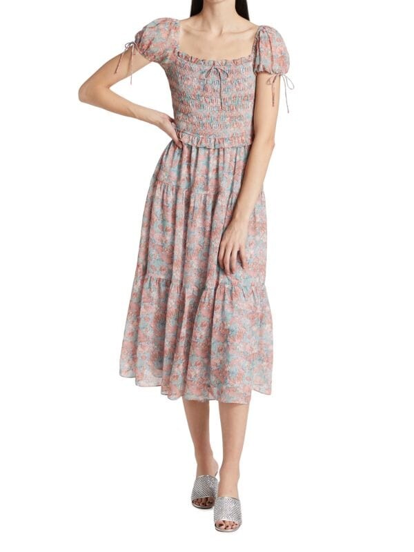 

Присборенное платье миди с цветочным принтом adelina EN SAISON Light pink
