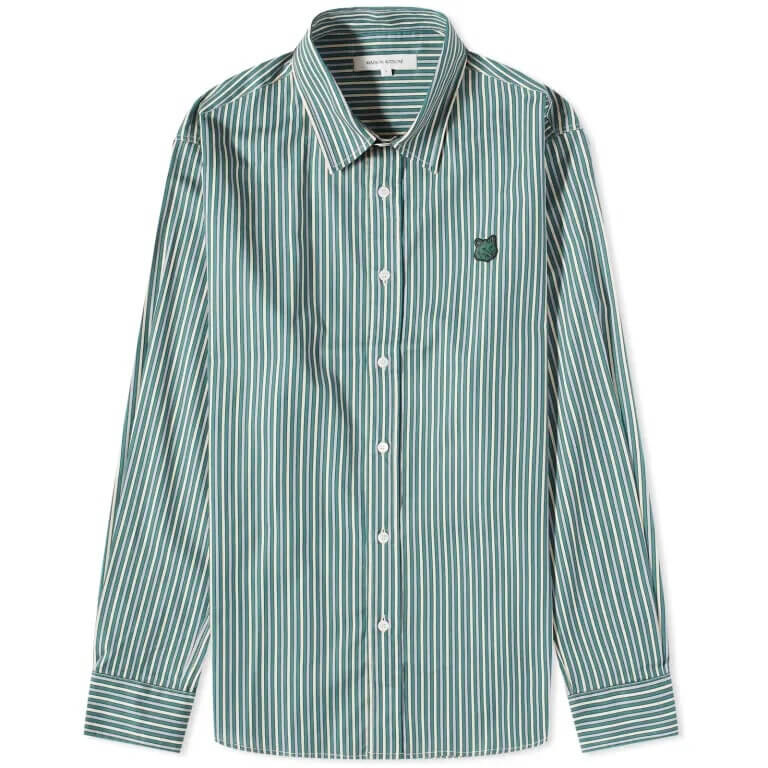

Рубашка Maison Kitsune Chillax Fox Patch, зеленый/белый