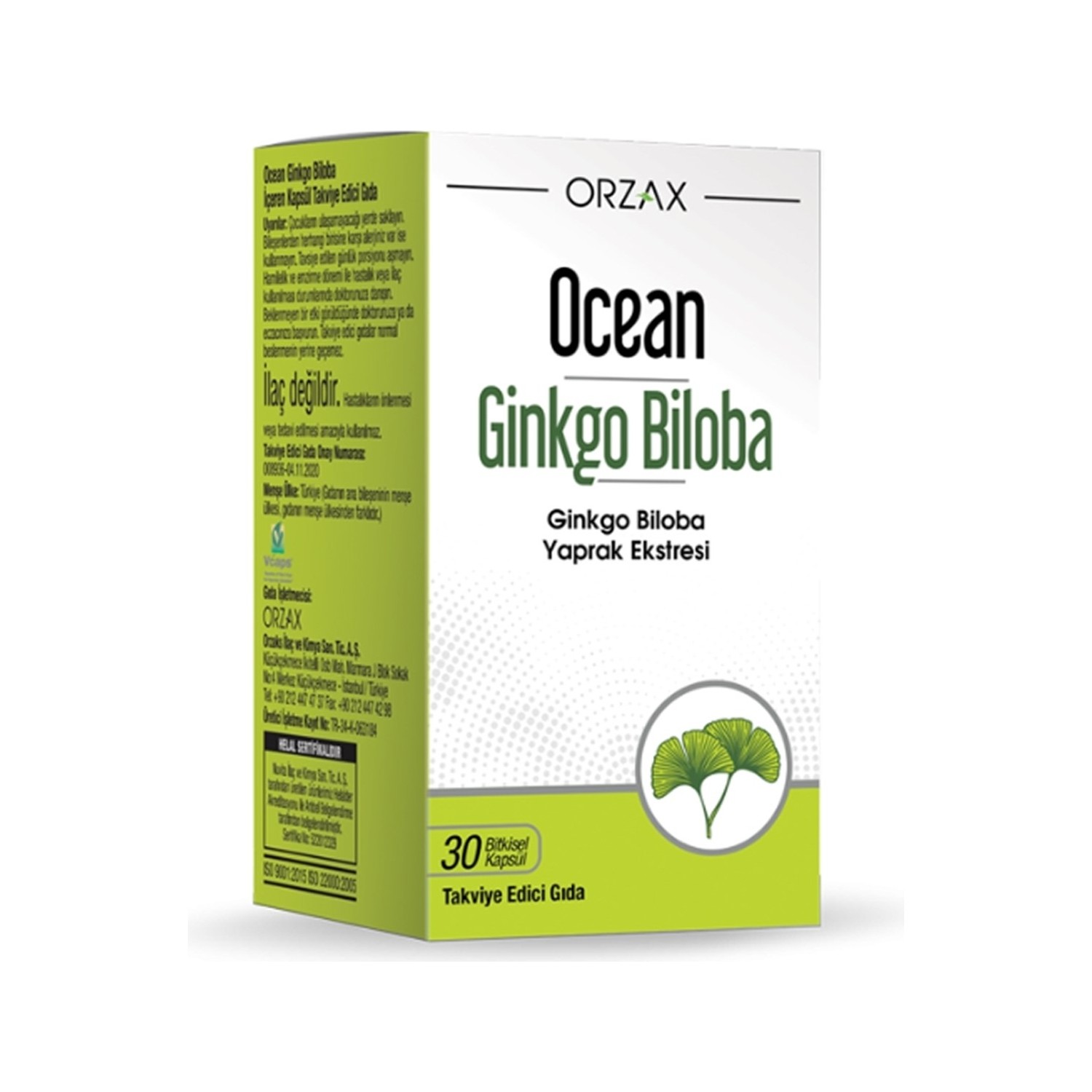 Пищевая добавка Ocean Orzax Ginkgo Biloba, 30 капсул