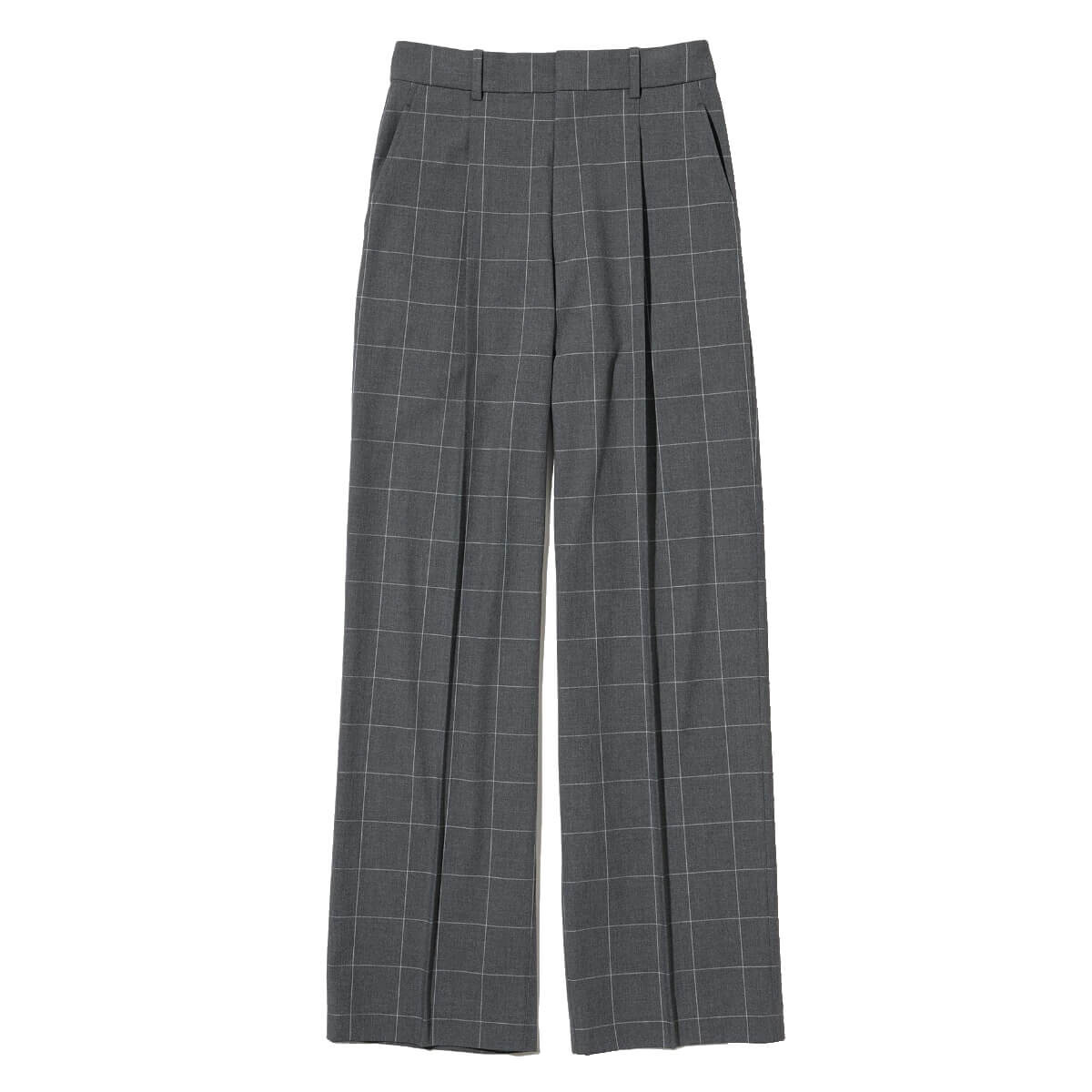

Брюки Uniqlo Checked Pleated Wide Leg (Long), серый