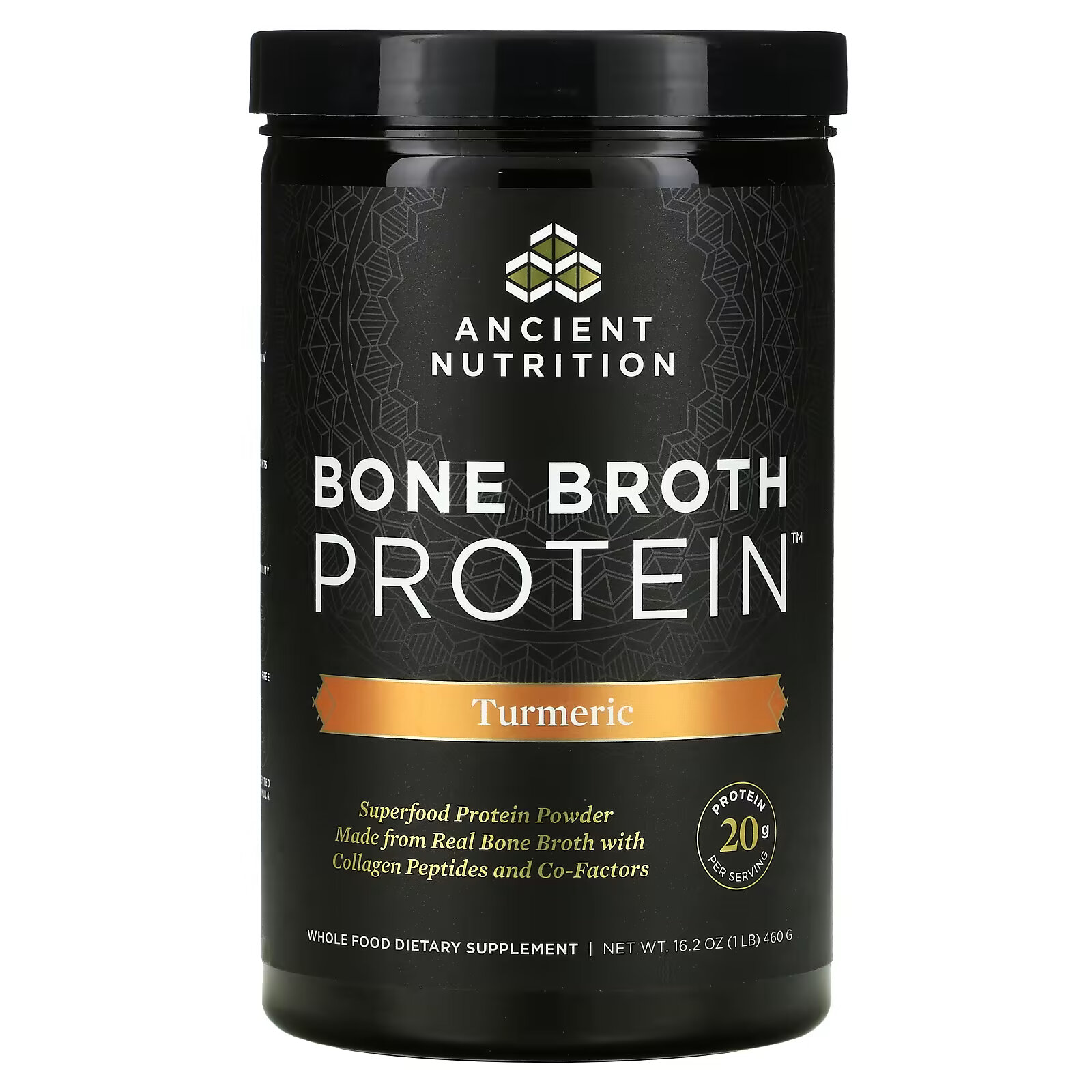 Dr. Axe / Ancient Nutrition, Bone Broth Protein, куркума, 460 г (1 фунт) dr axe ancient nutrition bone broth protein куркума 460 г 1 фунт