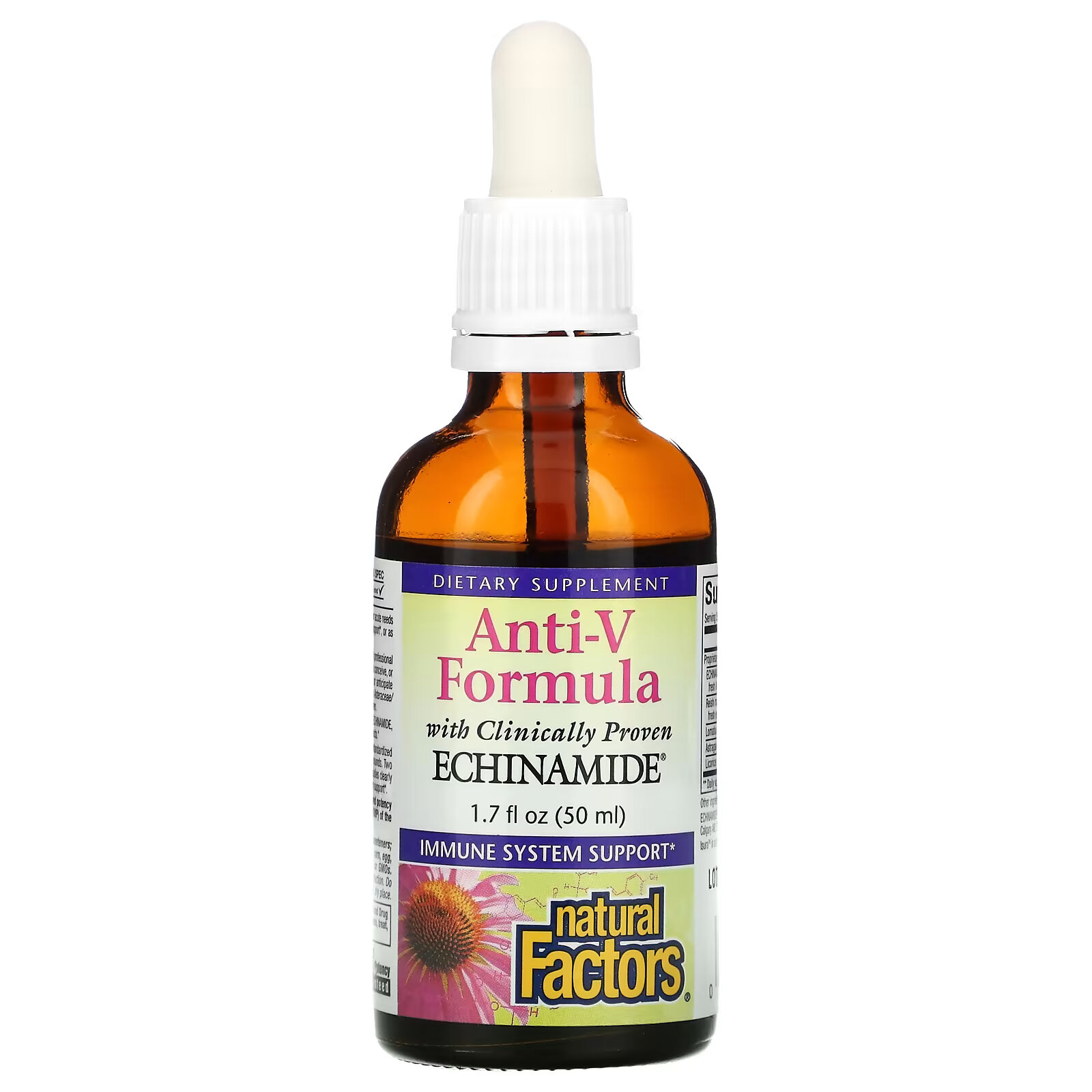 Natural Factors, Anti-V Formula, Echinamide, 1.7 fl oz ( 50 ml) пипетка пластиковая 1 2 3 5 10 мл 50 шт