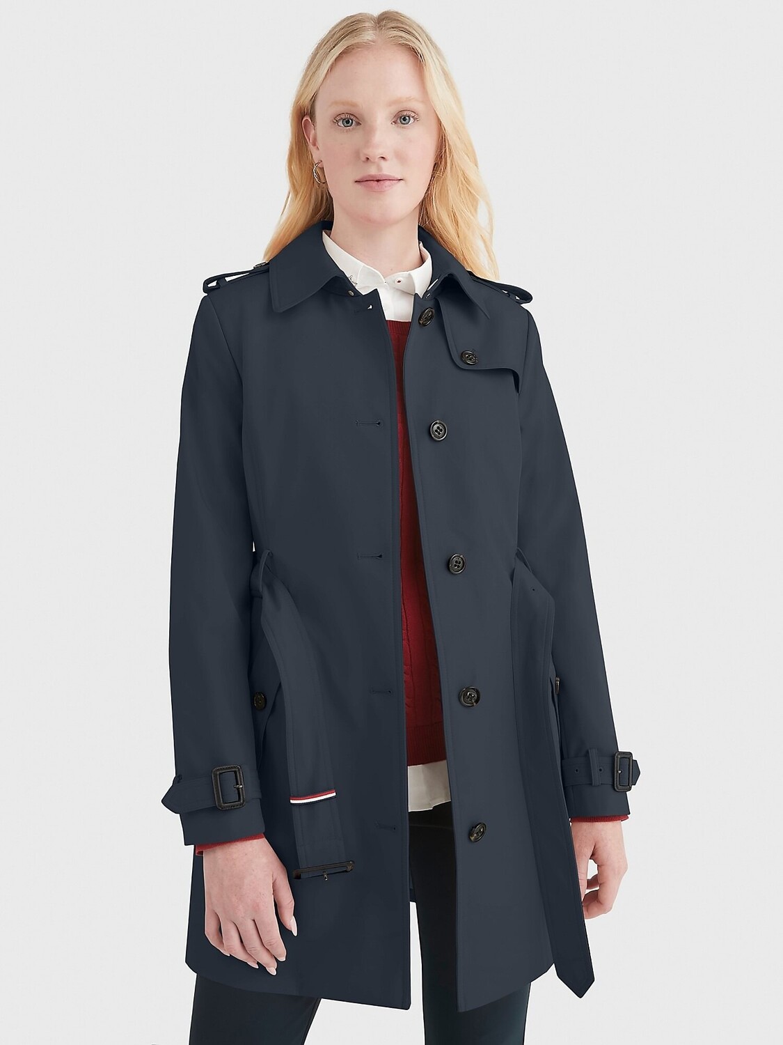 

Тренч Tommy Hilfiger Belted Single Breasted, синий