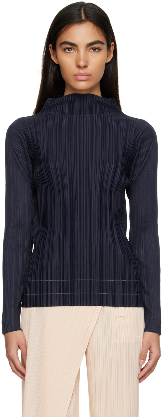

Темно-синяя водолазка с мягкими складками Pleats Please Issey Miyake