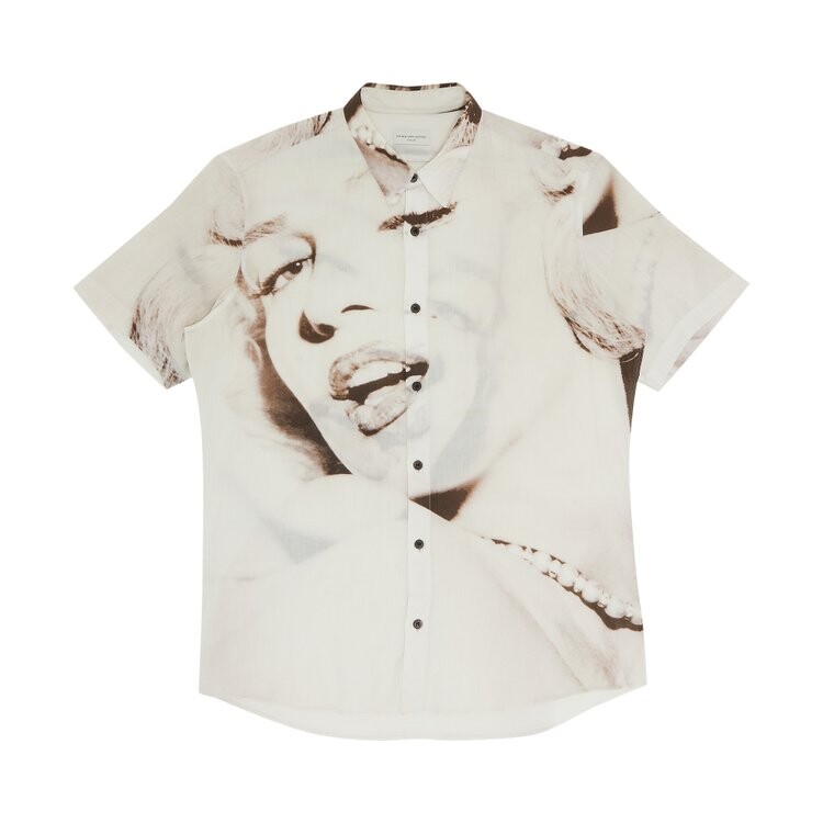 

Рубашка Pre-Owned Dries Van Noten Marilyn Monroe Short-Sleeve Button Up Shirt 'White', белый