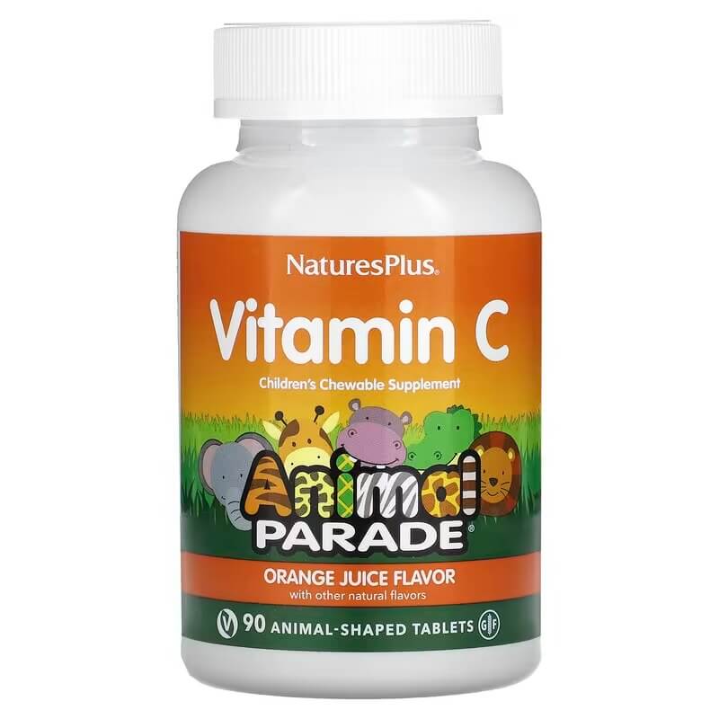 Витамин C для детей NaturesPlus, 90 таблеток витамин c для детей animal parade в жевательных таблетках со вкусом апельсинового сока 90 шт