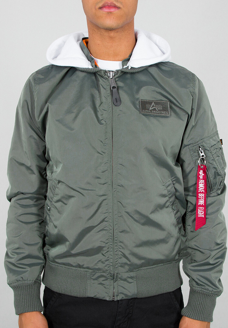 

Куртка Alpha Industries MA-1 TT Hood, серо-зеленая