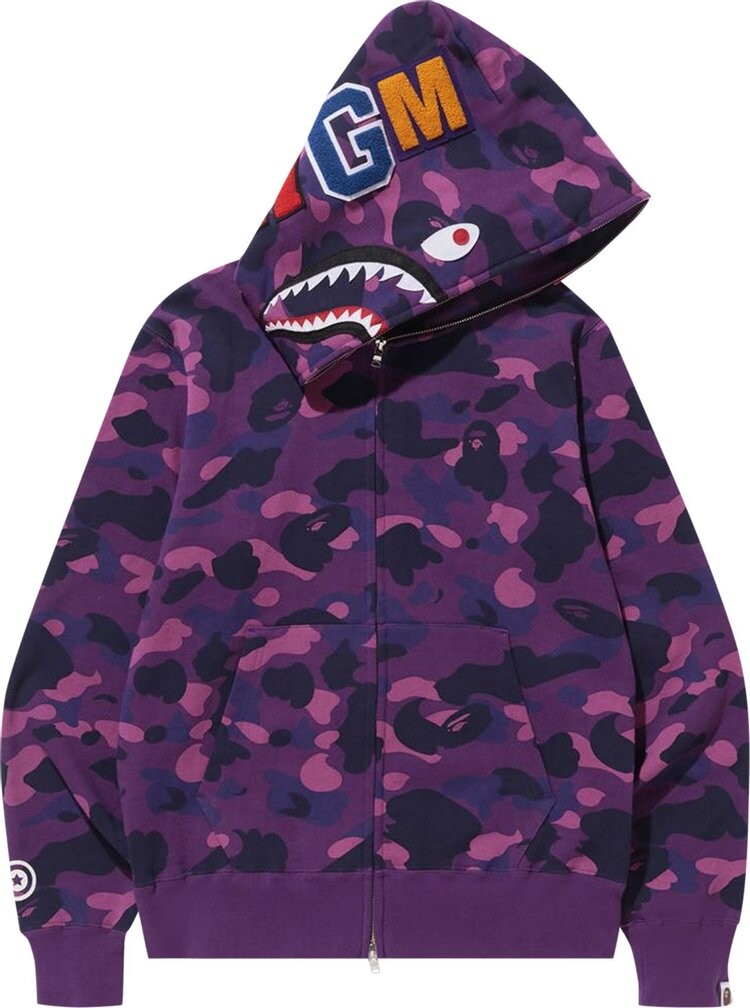

Худи BAPE Color Camo Shark Full Zip Hoodie 'Purple', фиолетовый